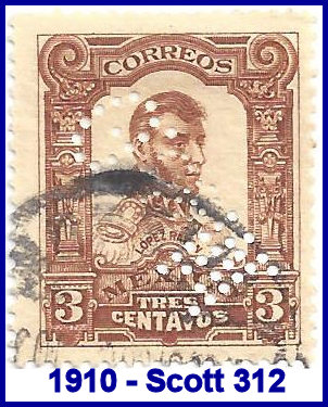 Michoacan 1910 perfin